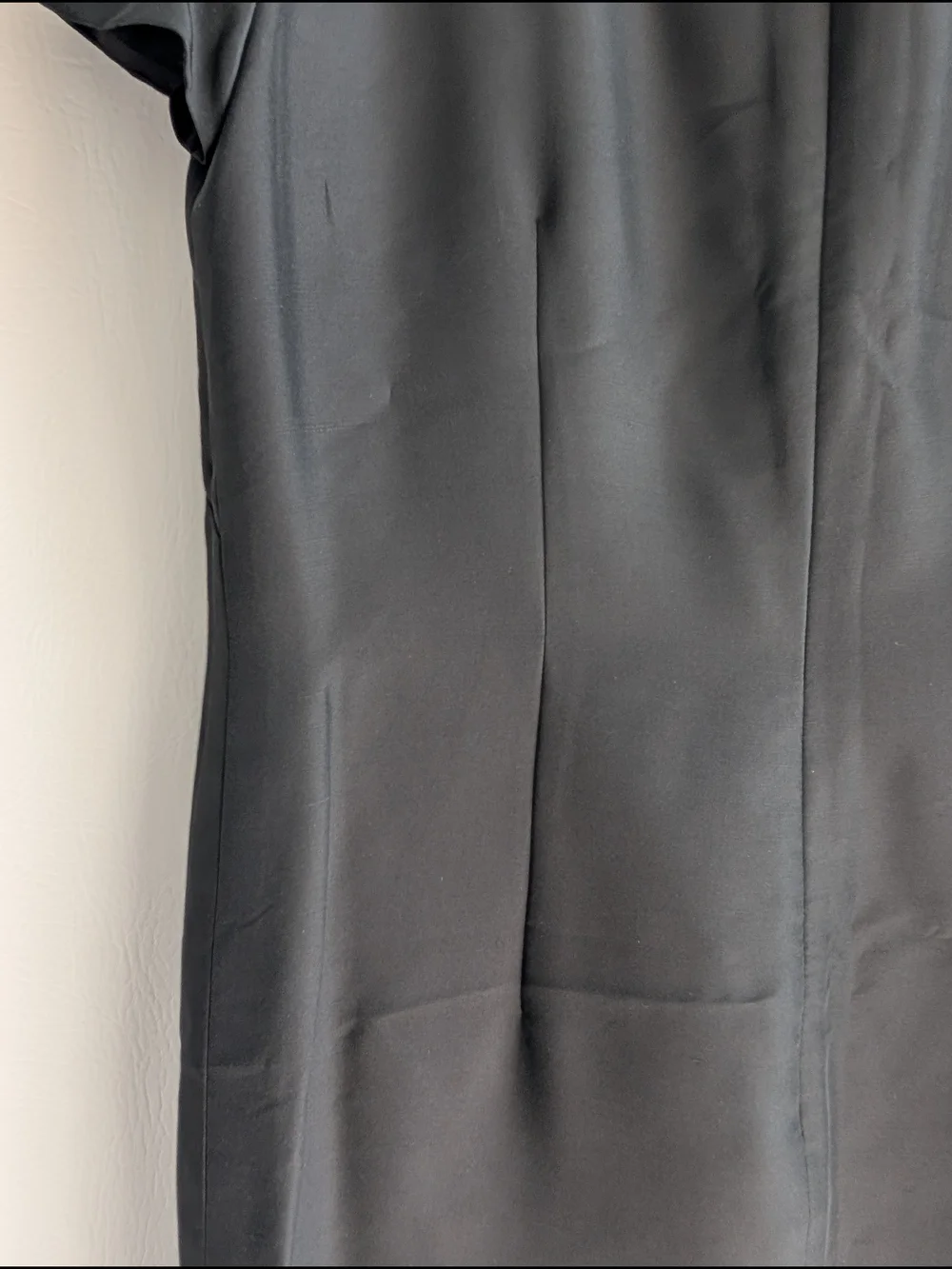 Talbots Black Silk LBD Short-Sleeve Lined Sheath Dress Ruffle Bow Detail - 8